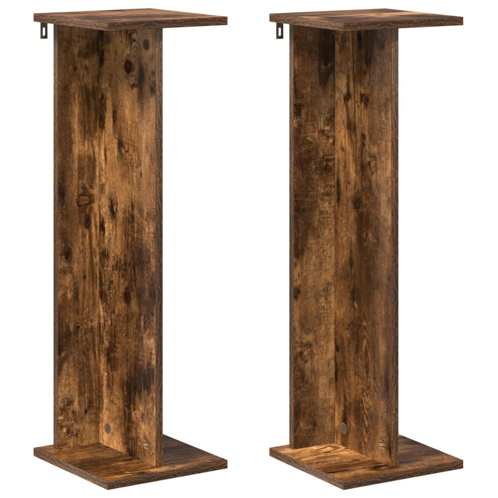 Produktbild för Växtställ 2 st Rökt Ek 25 x 25,5 x 80,5 cm Konstruerat trä