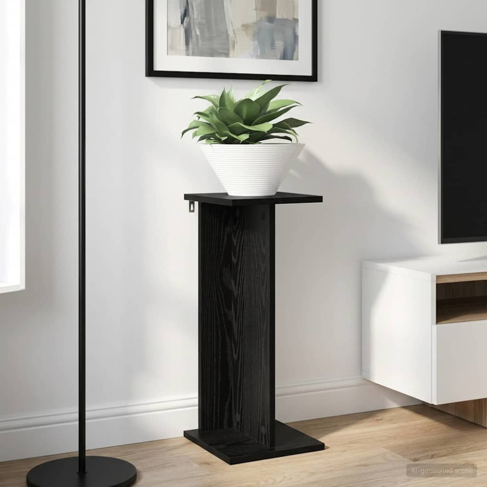 Produktbild för Växtställ 2 st Svart Ek 25 x 25,5 x 60,5 cm Konstruerat trä