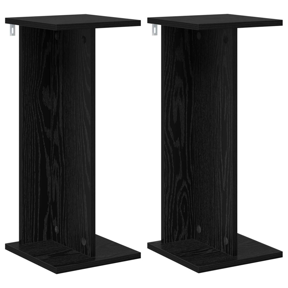 Produktbild för Växtställ 2 st Svart Ek 25 x 25,5 x 60,5 cm Konstruerat trä
