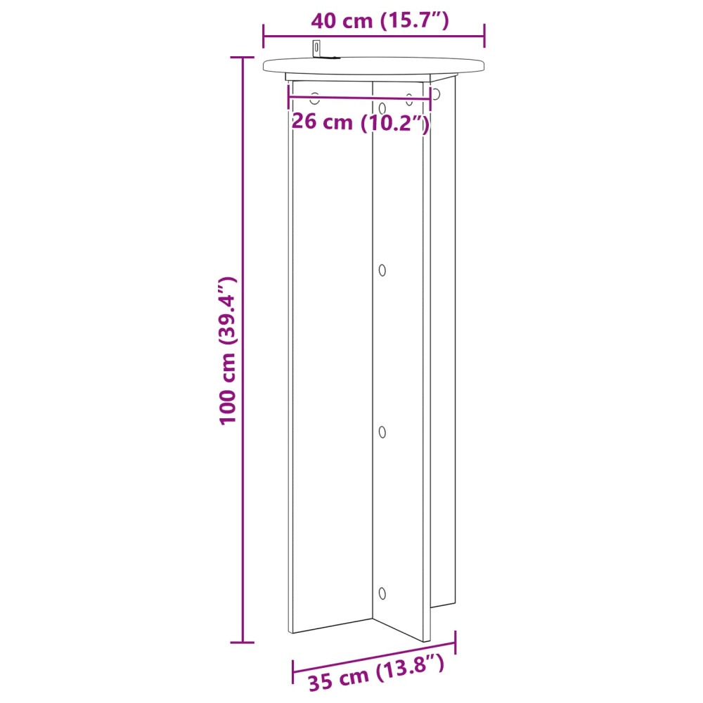 Produktbild för Växtställ 2 pcs Svart Ø40 x 100 cm Konstruerat trä