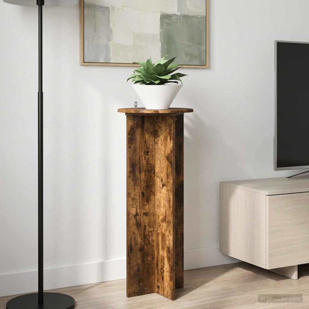 Produktbild för Växtställ 2 pcs Rökt ek Ø40 x 100 cm Konstruerat trä