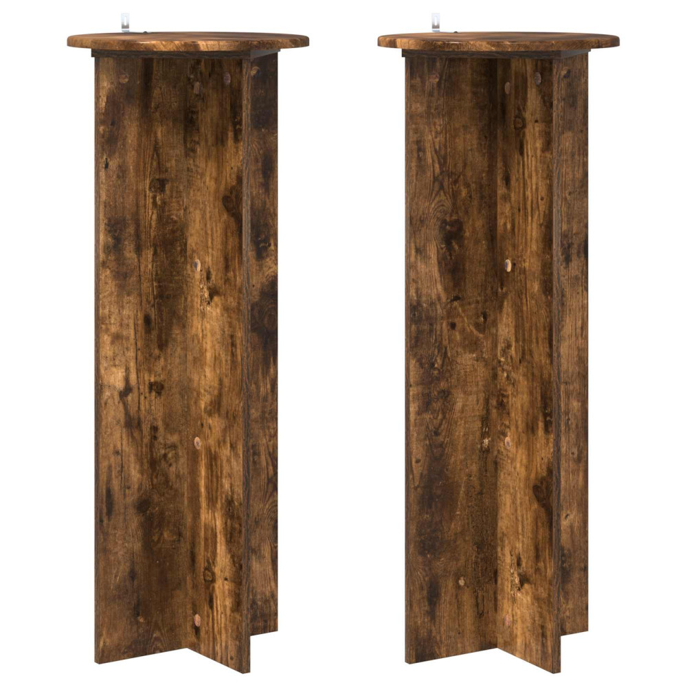 Produktbild för Växtställ 2 pcs Rökt ek Ø40 x 100 cm Konstruerat trä