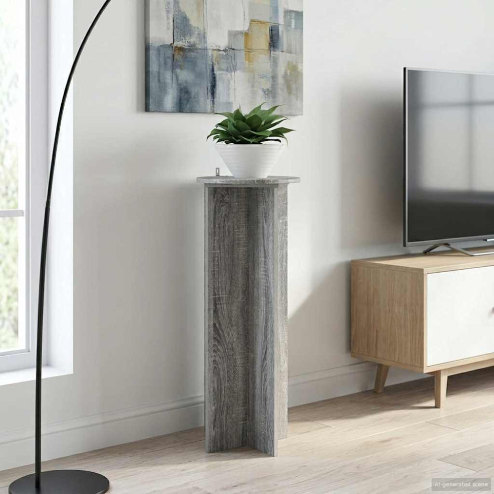 Produktbild för Växtställ 2 pcs Grå sonoma-ek Ø40 x 100 cm Konstruerat trä