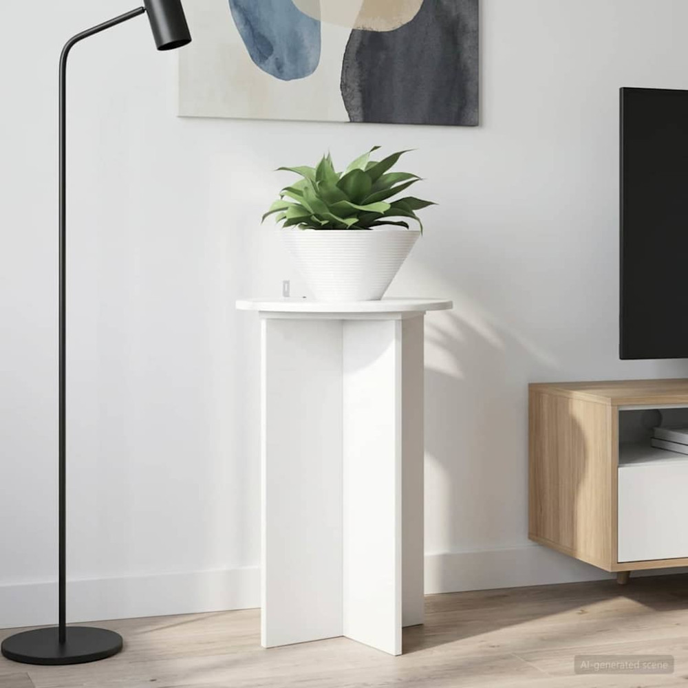 Produktbild för Växtställ 2 pcs Vit högglans Ø40 x 60 cm Konstruerat trä