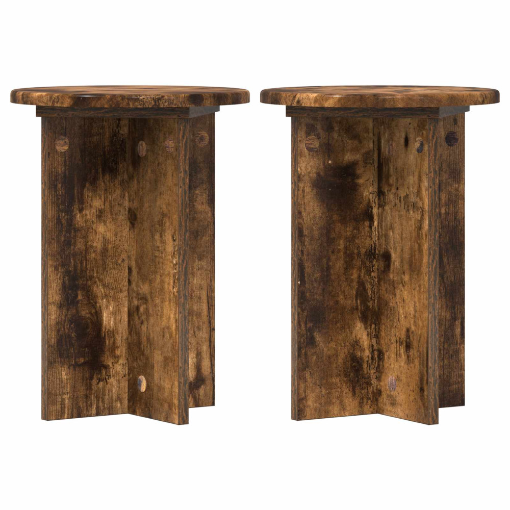 Produktbild för Växtställ 2 pcs Rökt ek Ø29,5 x 40 cm Konstruerat trä