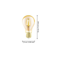Produktbild för Eglo - filaments-LED - form: A75 - E27 - 4 W - varmt vitt ljus - bärnsten