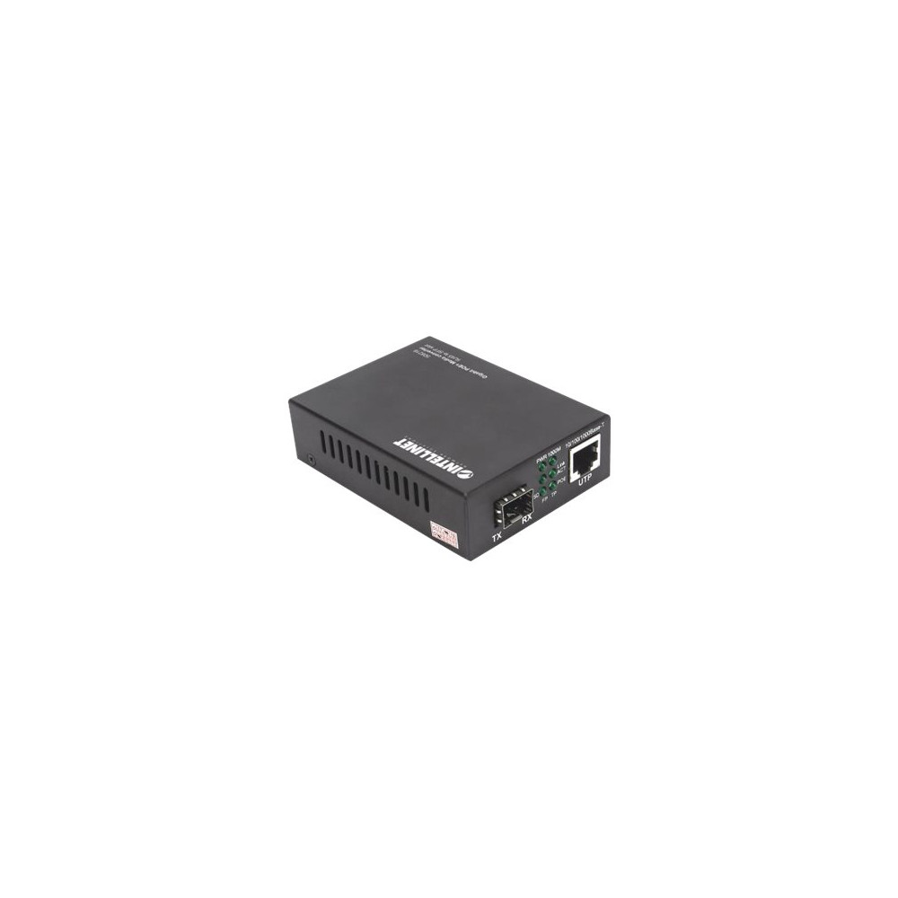 Produktbild för Intellinet Gigabit PoE+ Media Converter, 1 x 1000Base-T RJ45 Port to 1 x SFP Port, PoE+ Injector - medieomvandlare - 10Mb LAN, 100Mb LAN, 1GbE