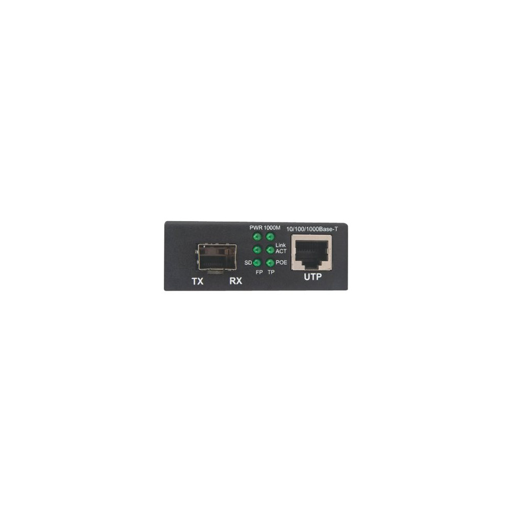 Produktbild för Intellinet Gigabit PoE+ Media Converter, 1 x 1000Base-T RJ45 Port to 1 x SFP Port, PoE+ Injector - medieomvandlare - 10Mb LAN, 100Mb LAN, 1GbE