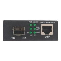Produktbild för Intellinet Gigabit PoE+ Media Converter, 1 x 1000Base-T RJ45 Port to 1 x SFP Port, PoE+ Injector - medieomvandlare - 10Mb LAN, 100Mb LAN, 1GbE