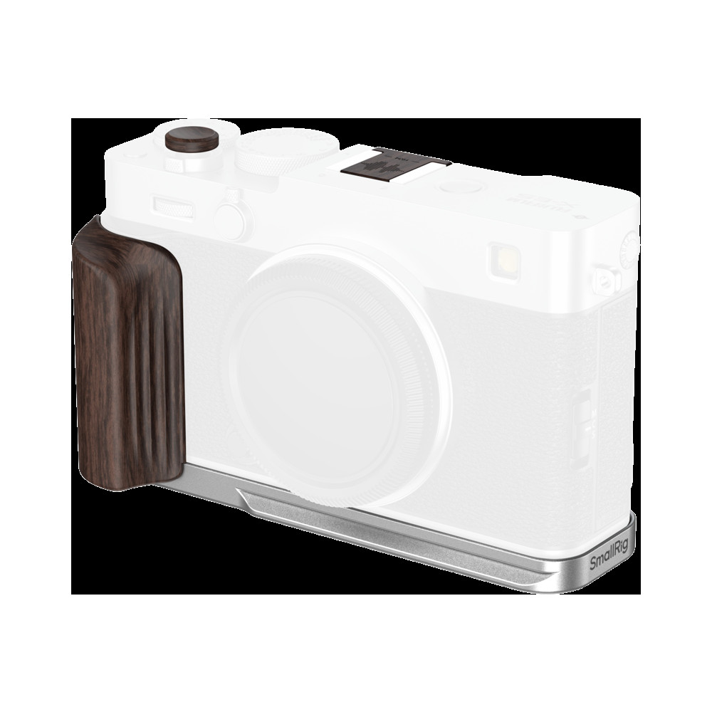 Produktbild för SmallRig 6236 L-Shaped Mount Plate with Wooden Handle for FUJIFILM X-E5 (Ebony, Silver)