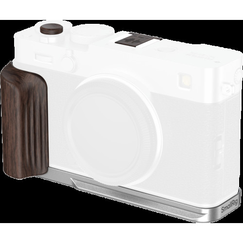 SMALLRIG SmallRig 6236 L-Shaped Mount Plate with Wooden Handle for FUJIFILM X-E5 (Ebony, Silver)
