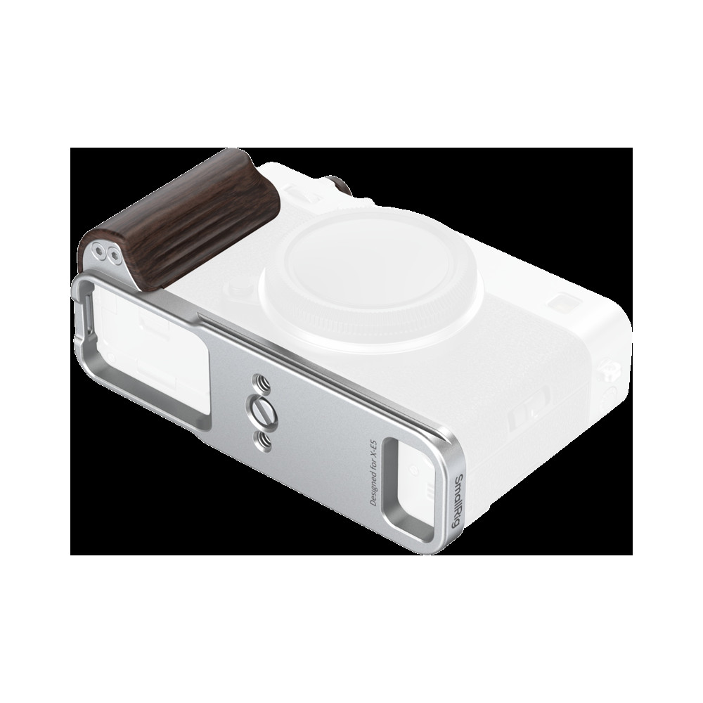Produktbild för SmallRig 6236 L-Shaped Mount Plate with Wooden Handle for FUJIFILM X-E5 (Ebony, Silver)