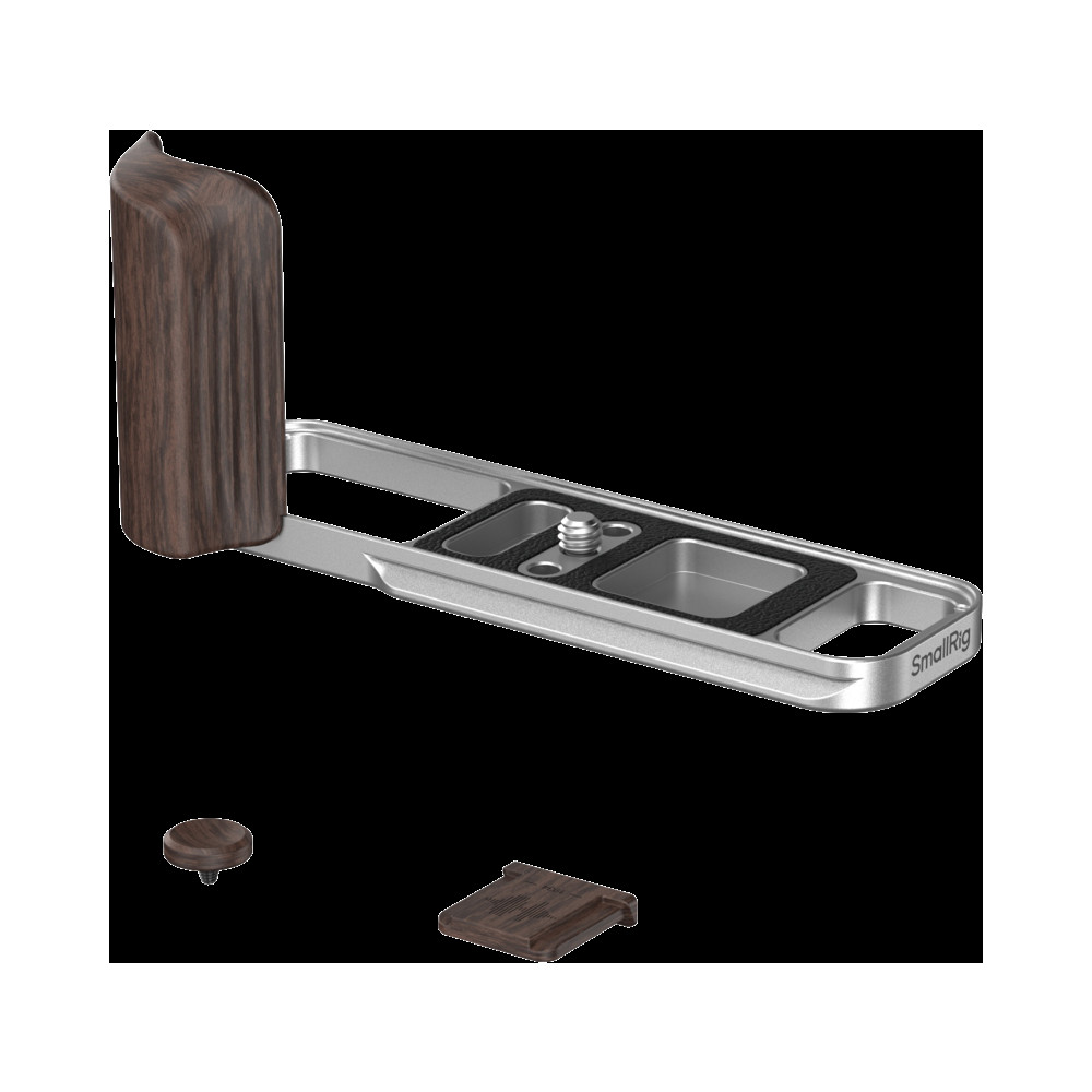 Produktbild för SmallRig 6236 L-Shaped Mount Plate with Wooden Handle for FUJIFILM X-E5 (Ebony, Silver)