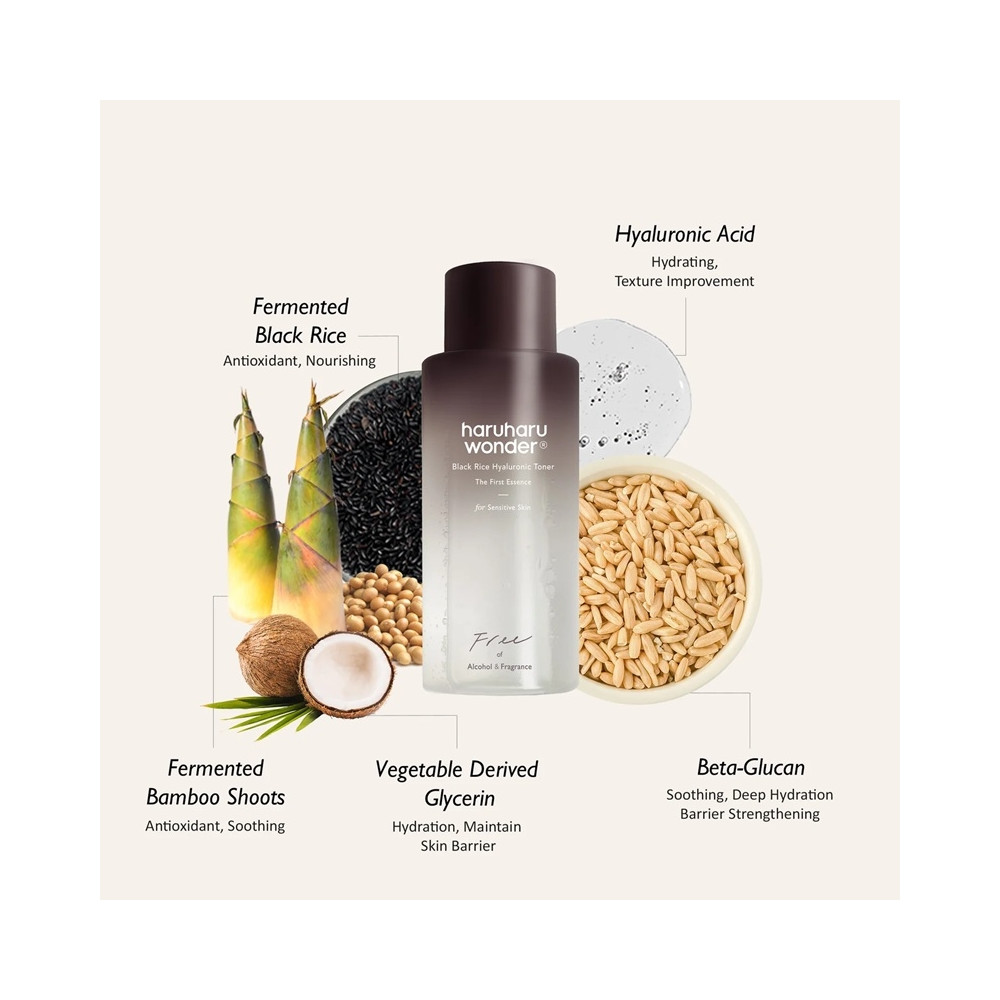 Produktbild för Black Rice Hyaluronic Toner Free of Alcohol Fragrance 150ml