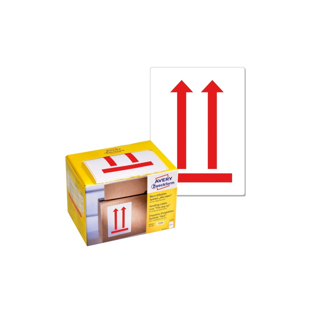 Produktbild för Etiketter Avery 100x74 mm, vita, med förtryckt symbol 'Denna...