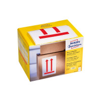 Produktbild för Etiketter Avery 100x74 mm, vita, med förtryckt symbol 'Denna...
