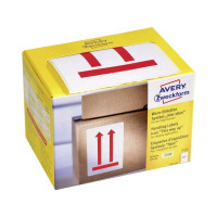 Produktbild för Etiketter Avery 100x74 mm, vita, med förtryckt symbol 'Denna...