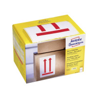 Produktbild för Etiketter Avery 100x74 mm, vita, med förtryckt symbol 'Denna...