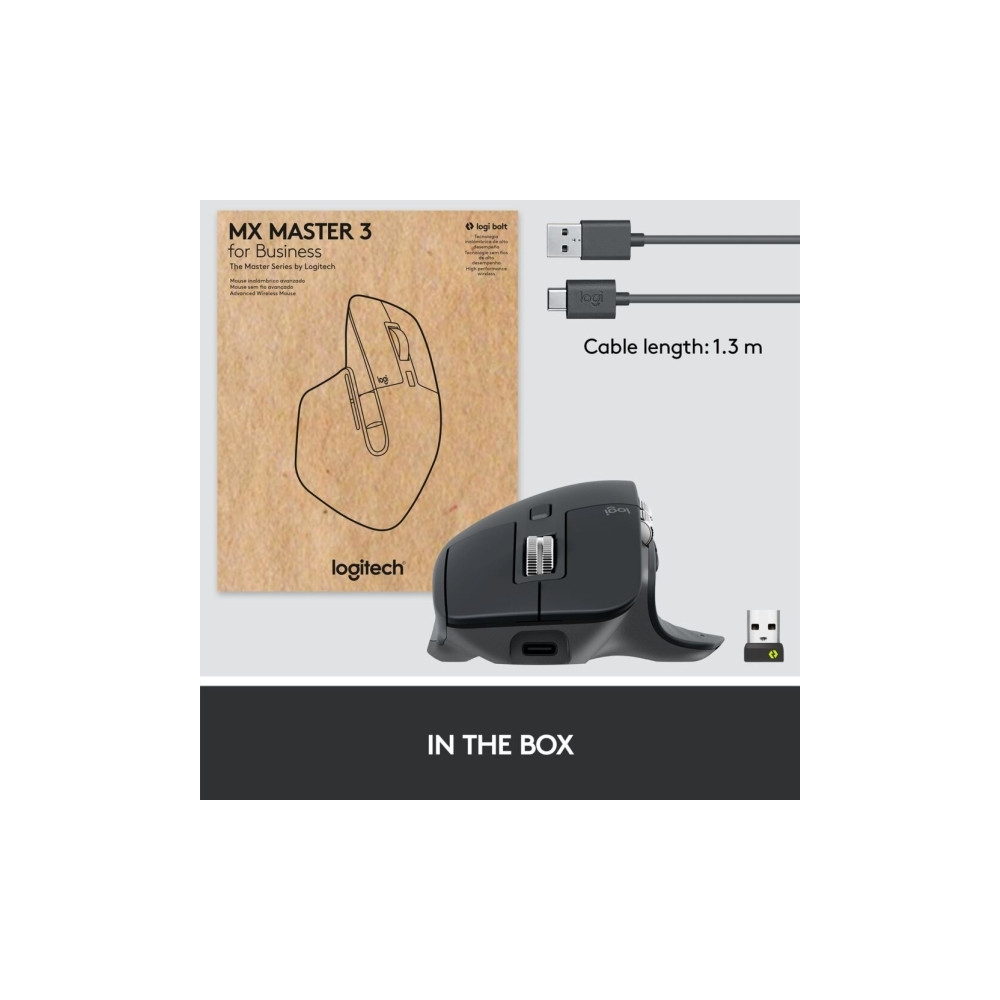 Produktbild för Logitech Master Series MX Master 3S for Business - mus - Bluetooth - grafit