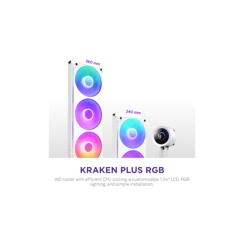 Produktbild för NZXT Kraken Plus RGB 240, Allt-i-ett vätskekylare, 12 cm, Vi...