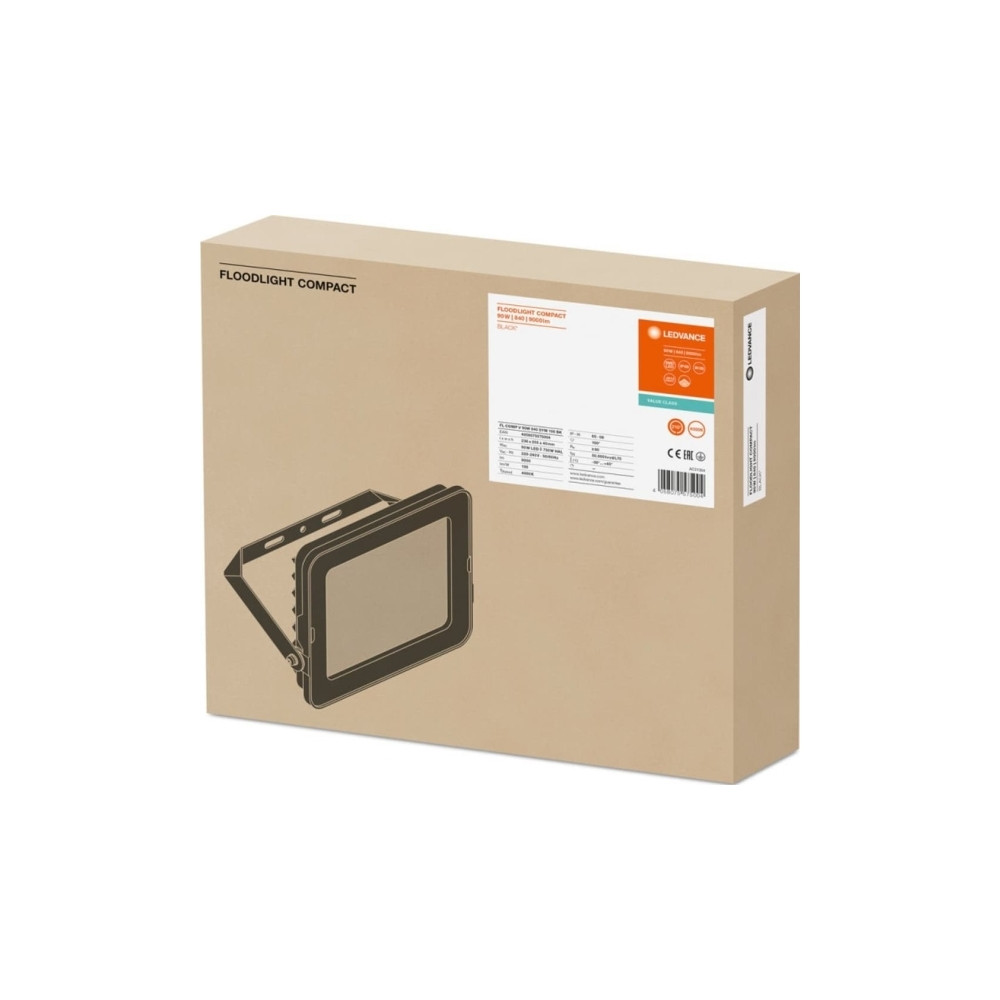 Produktbild för Ledvance strålkastare LED FLOOD COMPACT V 90W 840 SYM 100 BK...
