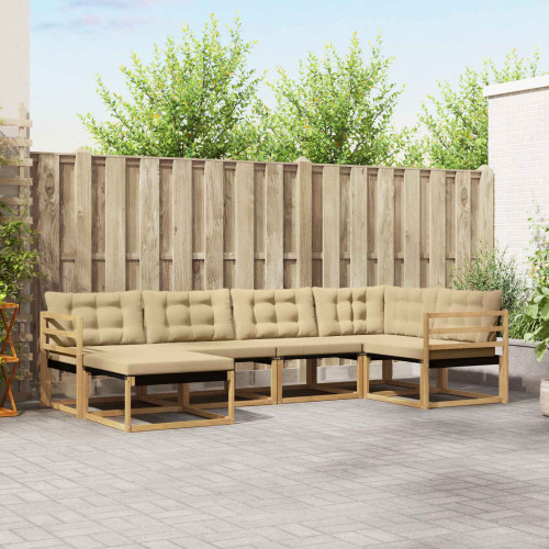 vidaXL Utomhussoffset med kudde 6 pcs Vit och Beige - Möbelset