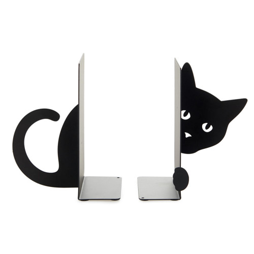 balvi Bokstöd Gömd katt svart metall