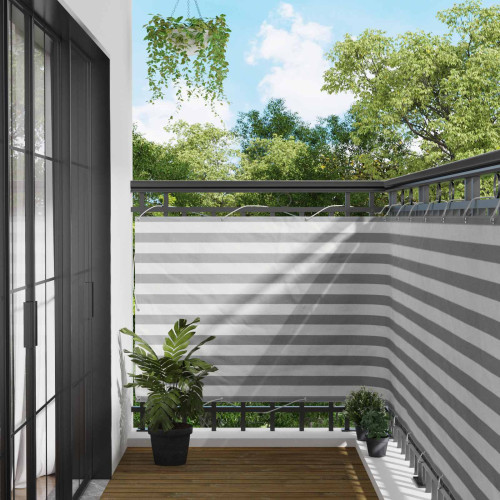 vidaXL Balkong Skärm Ljusgrå och vit. 110 x 500 cm Oxford Tyg