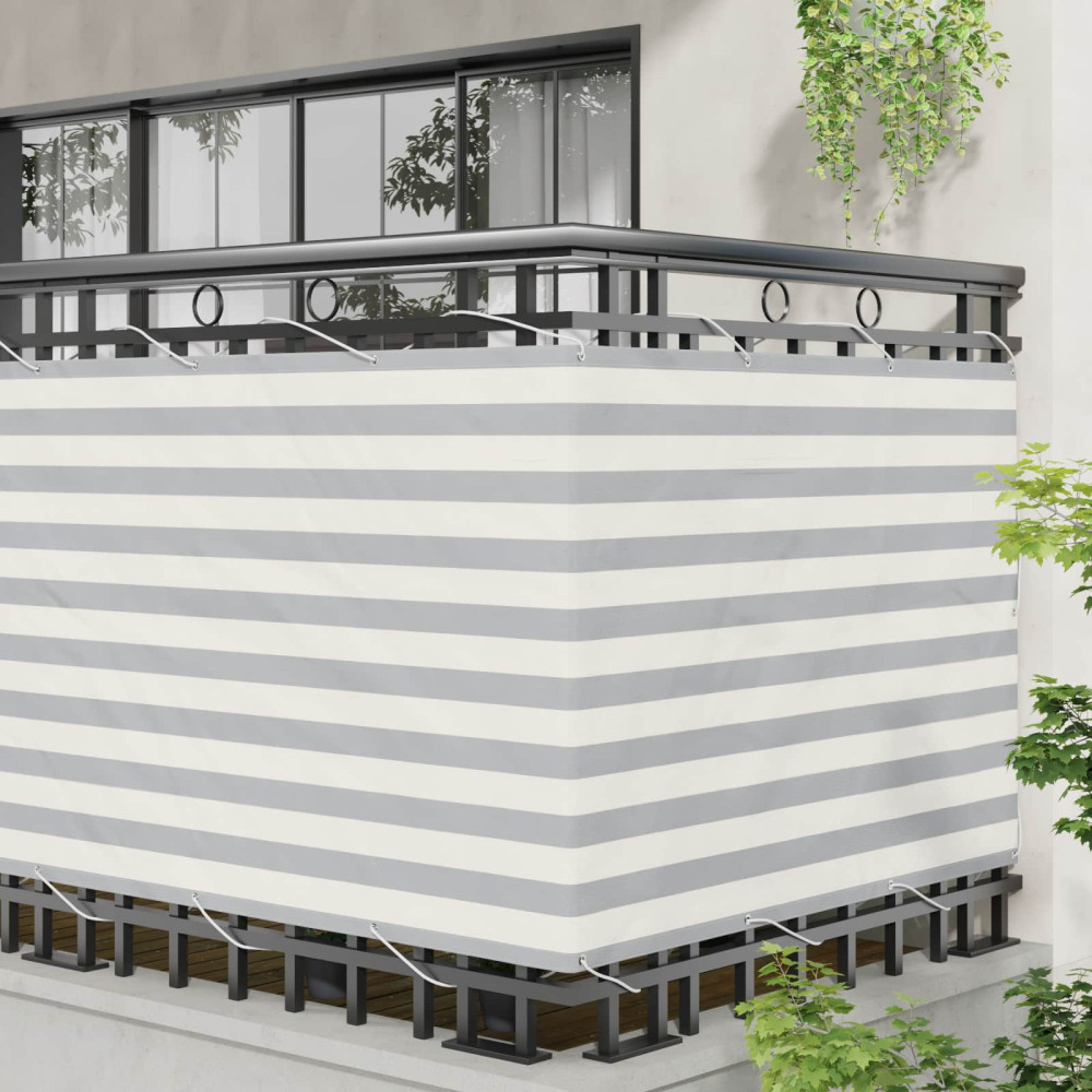 Produktbild för Balkong Skärm Ljusgrå och vit. 110 x 500 cm Oxford Tyg