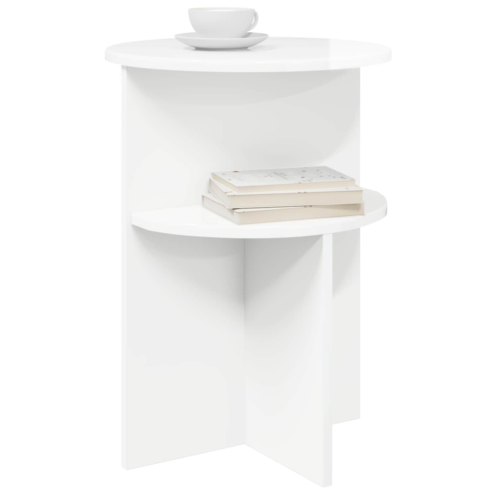 Produktbild för Sidobord Vit högglans Ø 39,5 x 55 cm Konstruerat trä