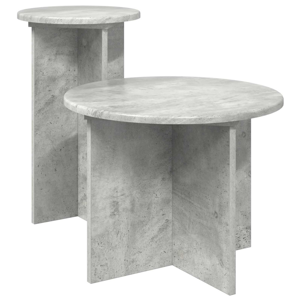 Produktbild för Sidobordsset med lagring 2 pcs Betonggrå Konstruerat trä