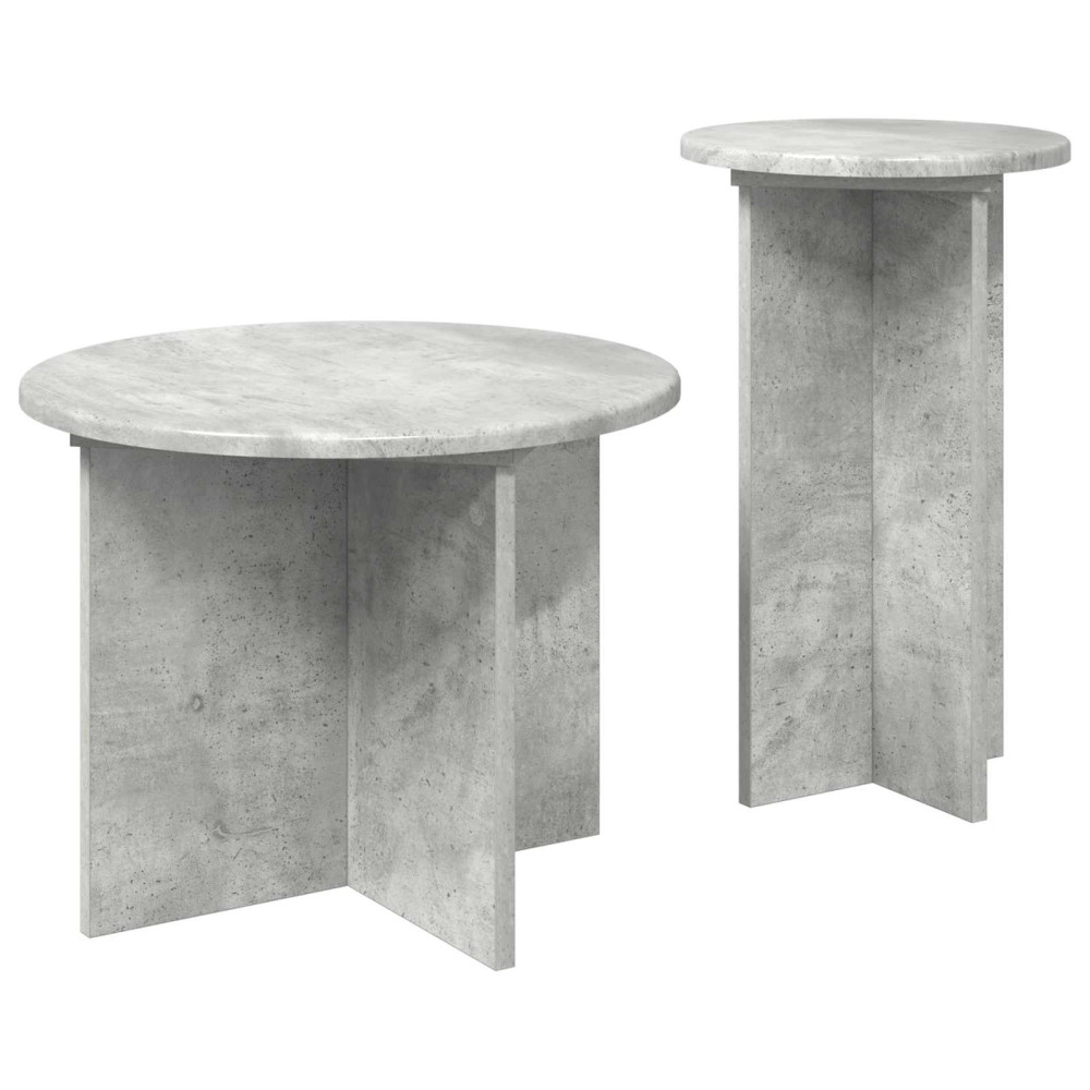 Produktbild för Sidobordsset med lagring 2 pcs Betonggrå Konstruerat trä