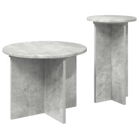 Produktbild för Sidobordsset med lagring 2 pcs Betonggrå Konstruerat trä
