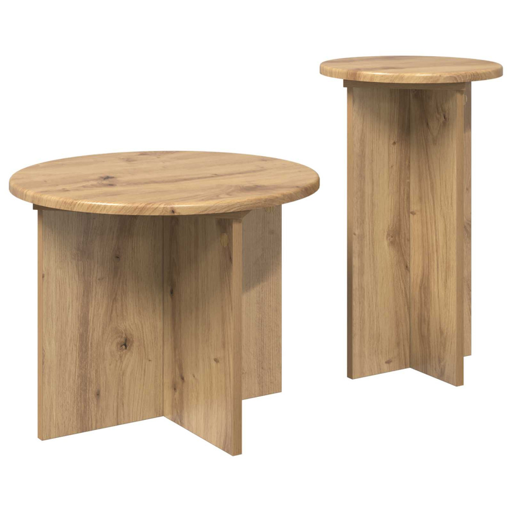 Produktbild för Sidobordsset med lagring 2 pcs Artisan-ek Konstruerat trä