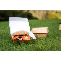 Produktbild för Antalis hamburgaremballage brun/vit 120x120x80 mm, 240 st./f...