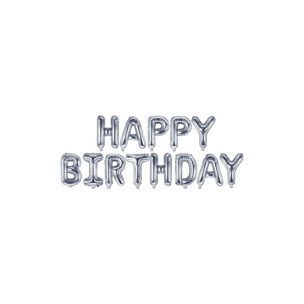 Produktbild för Party Deco ballonger HAPPY BIRTHDAY silver 340x35 cm univers...