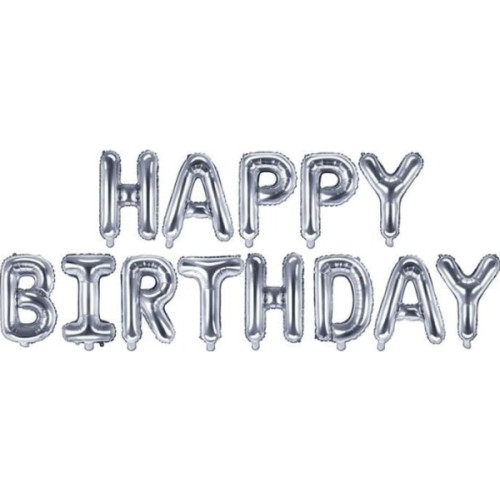 Party Deco Party Deco ballonger HAPPY BIRTHDAY silver 340x35 cm univers...
