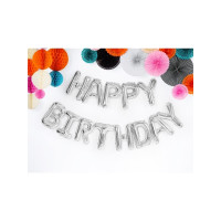 Produktbild för Party Deco ballonger HAPPY BIRTHDAY silver 340x35 cm univers...