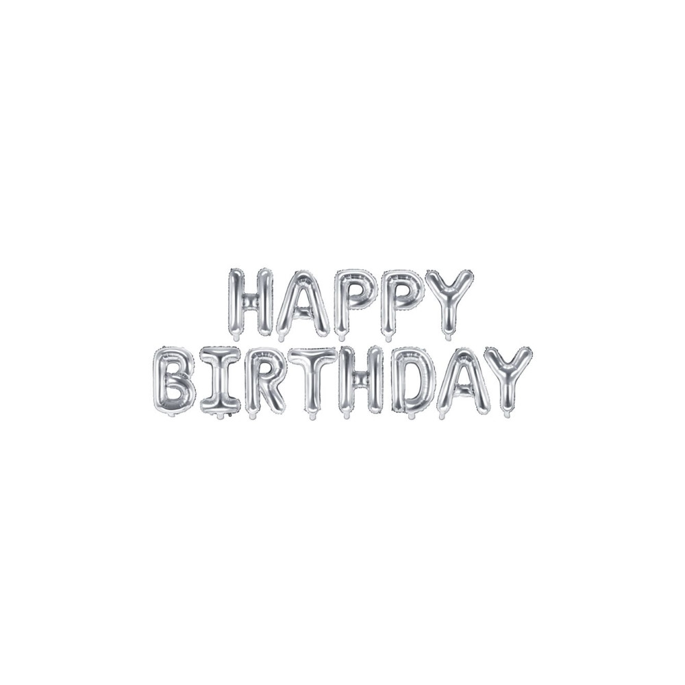 Produktbild för Party Deco ballonger HAPPY BIRTHDAY silver 340x35 cm univers...