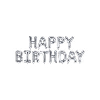 Produktbild för Party Deco ballonger HAPPY BIRTHDAY silver 340x35 cm univers...