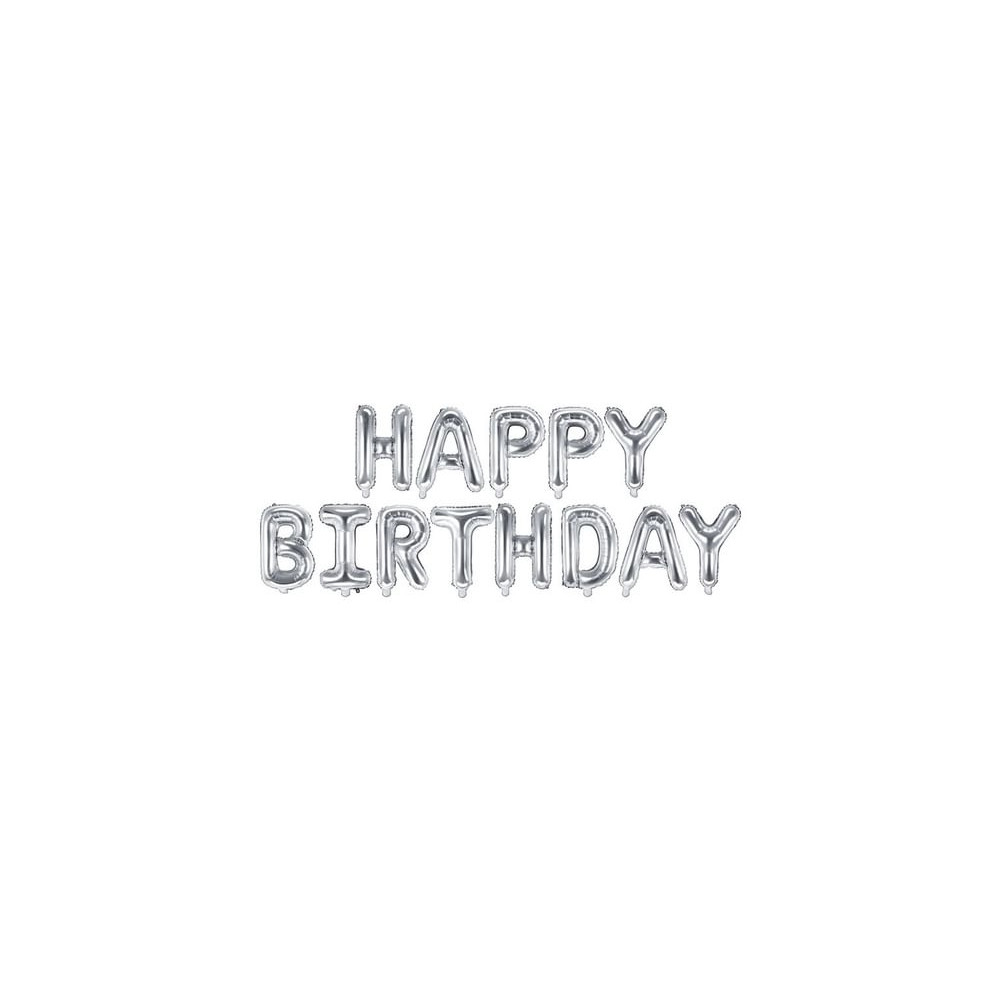 Produktbild för Party Deco ballonger HAPPY BIRTHDAY silver 340x35 cm univers...