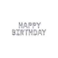 Produktbild för Party Deco ballonger HAPPY BIRTHDAY silver 340x35 cm univers...