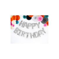 Produktbild för Party Deco ballonger HAPPY BIRTHDAY silver 340x35 cm univers...