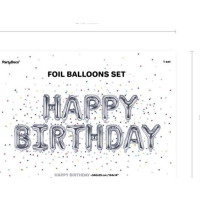 Produktbild för Party Deco ballonger HAPPY BIRTHDAY silver 340x35 cm univers...