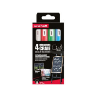 Produktbild för UNIBALL Uni Chalk markerset 4 st. PWE5 (vit, röd, grön, blå)