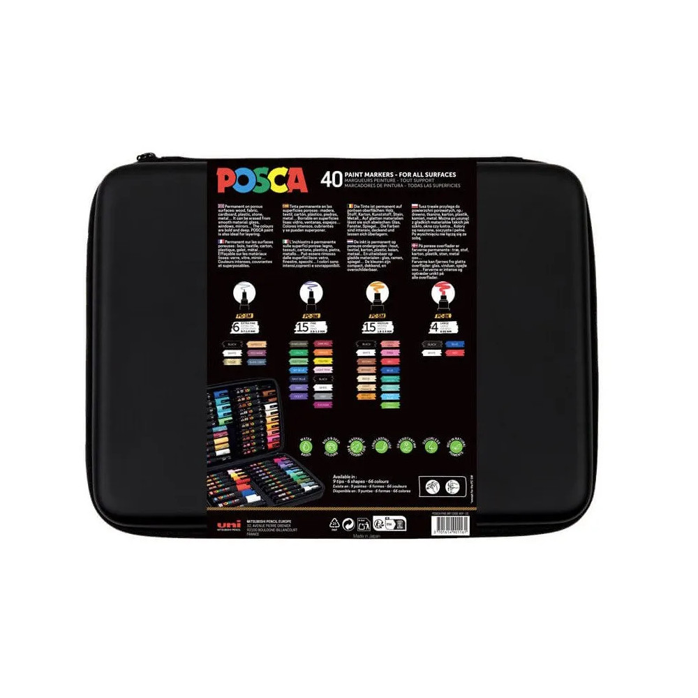 Produktbild för POSCA presentförpackning, 40 st. olika färger och streckbred...