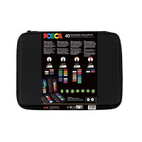 Produktbild för POSCA presentförpackning, 40 st. olika färger och streckbred...