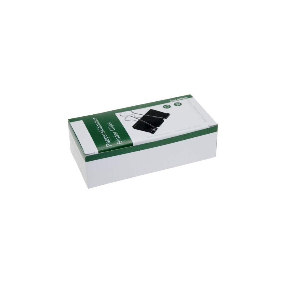 Produktbild för Stickn papperklämmor i stål svart bnt 30 mm foldback, 12 st/...