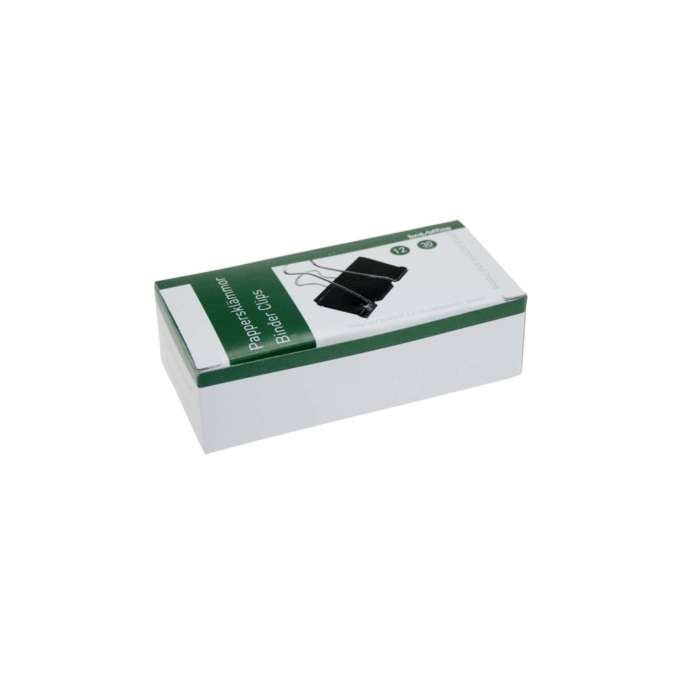 Produktbild för Stickn papperklämmor i stål svart bnt 30 mm foldback, 12 st/...