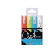Produktbild för Uni Chalk - markering - röd, blå, vit, fluorescerande gul (paket om 4)